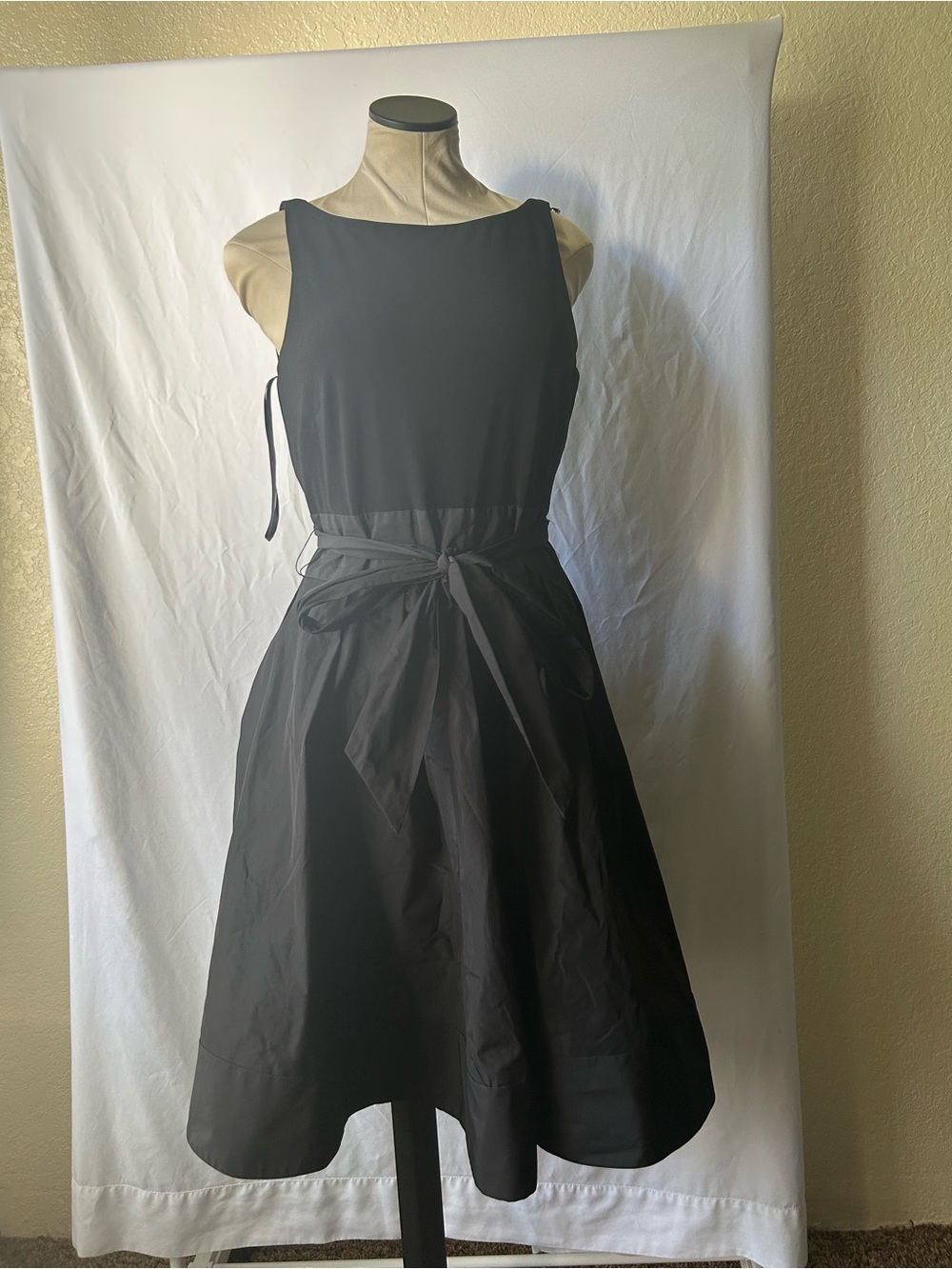 Ralph Lauren Classic Black A-Line Dress with Waist Tie